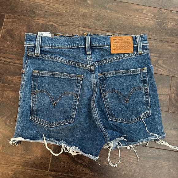 Signature by Levi Strauss Dark Blue Distressed Jean Shorts - Picture 2 of 4